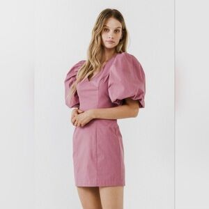 Endless Rose Mauve Puff Sleeve Mini Dress